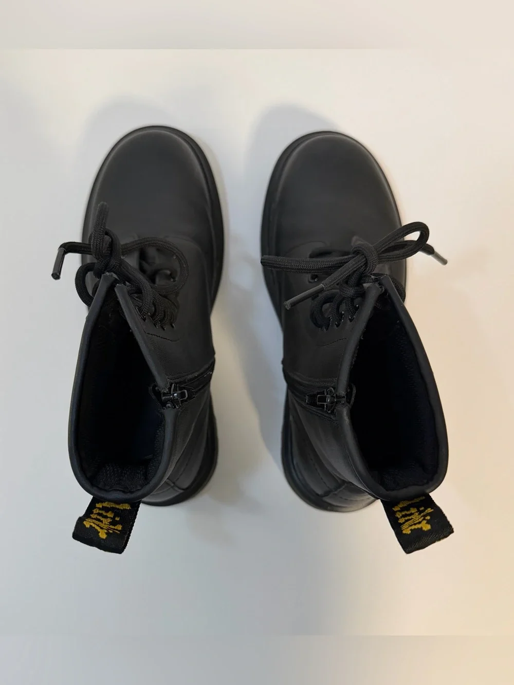 Dr. Martens 1460 Y Leather Combat Boots Lace Up Side Zipper Black Unisex US 5